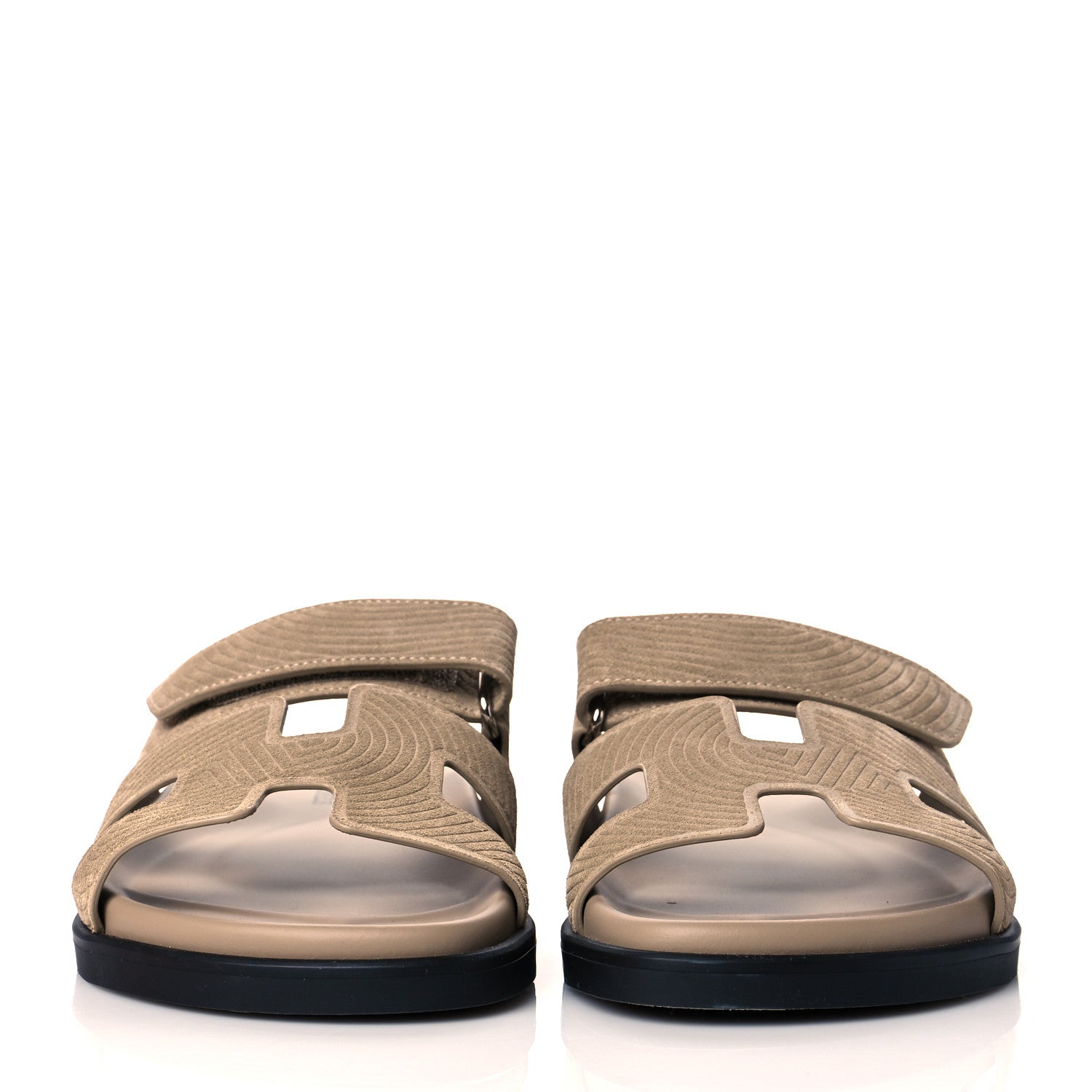 Hermes Suede Goatskin Chaine d'Ancre Womens Chypre Sandals 37 Beige Sable 2 of 9