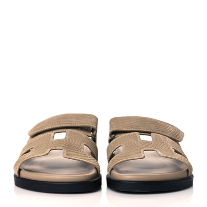 Hermes Suede Goatskin Chaine d'Ancre Womens Chypre Sandals 37 Beige Sable 2 of 9