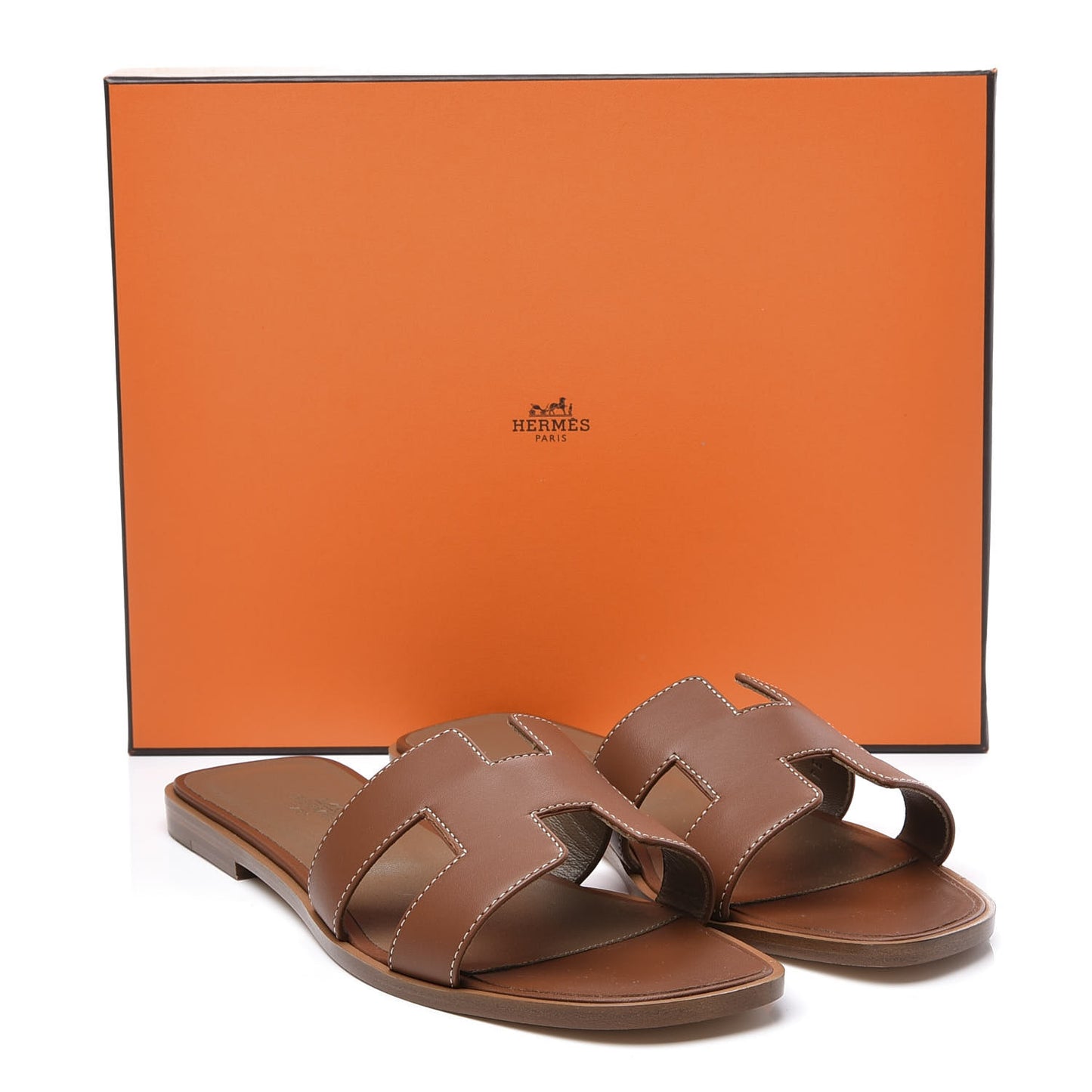 Box Calfskin Oran Sandals 38.5 Gold