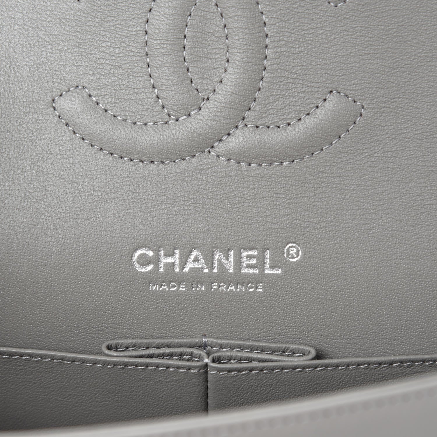 Chanel Lambskin Quilted Medium Double Flap Grey 8 of 11
