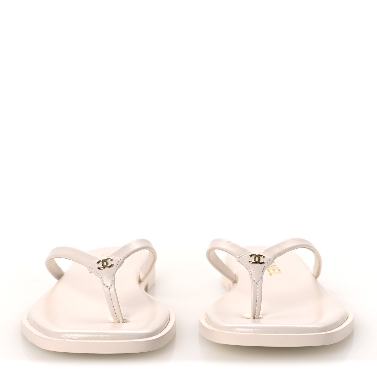 Chanel Goatskin CC Times Square Thong Sandals 37 Beige 3 of 11