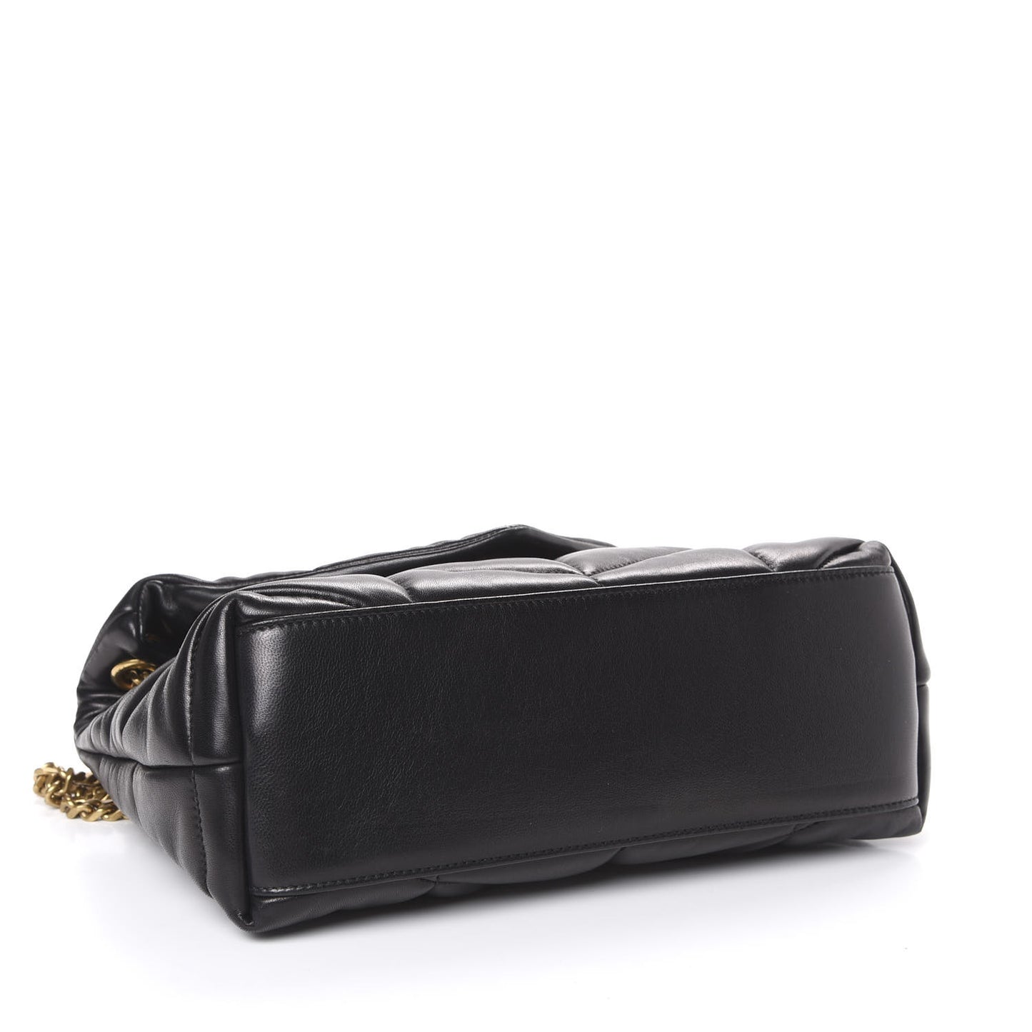 Lambskin Quilted Small Loulou Puffer Monogram Chain Satchel Black