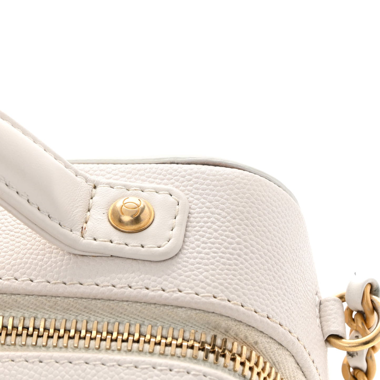 Caviar Quilted Small CC Filigree Vanity Case White