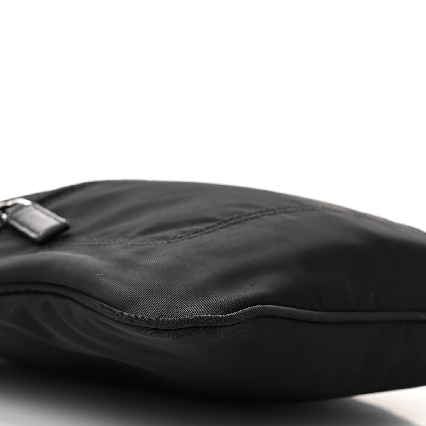 Tessuto Nylon Saffiano Flat Messenger Bag Black