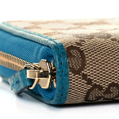 Gucci Monogram Dollar Calfskin Zip Around Wallet Beige Ebony Deep Cobalt 7 of 9