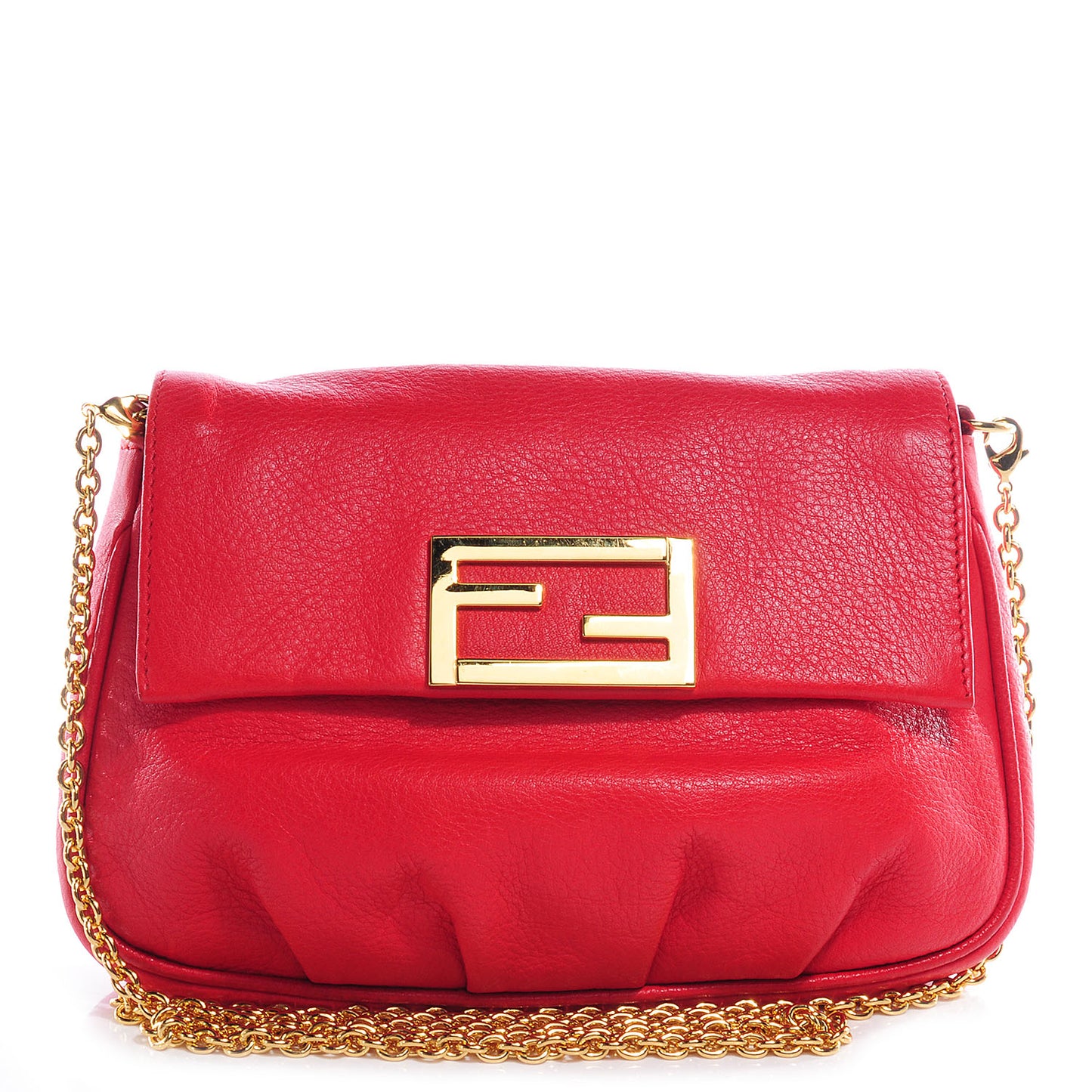 Vitello Flamingo Fendista Pouchette Crossbody Red
