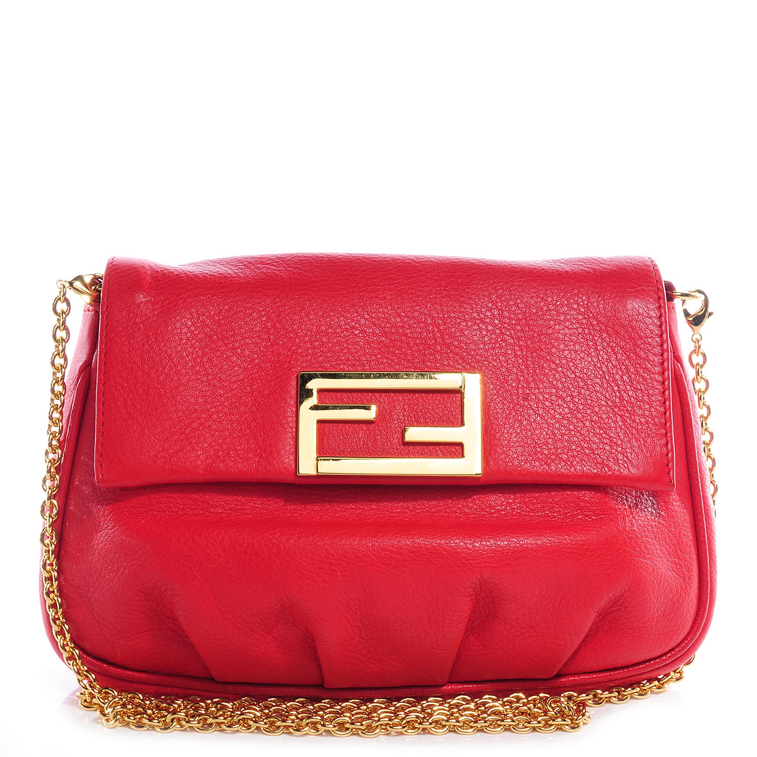 Fendi Vitello Flamingo Fendista Pouchette Crossbody Red 1 of 9