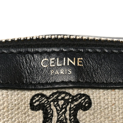 Celine Canvas Calfskin Triomphe Embroidered Boston Bag Black 6 of 9