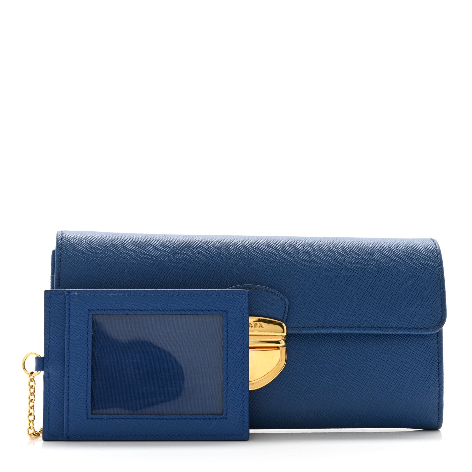 Prada Saffiano Tuc Continental Flap Wallet Azzurro 3 of 15