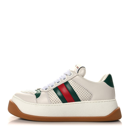 Gucci Calfskin Web Womens Double Screener Sneakers 37 White Green 1 of 9