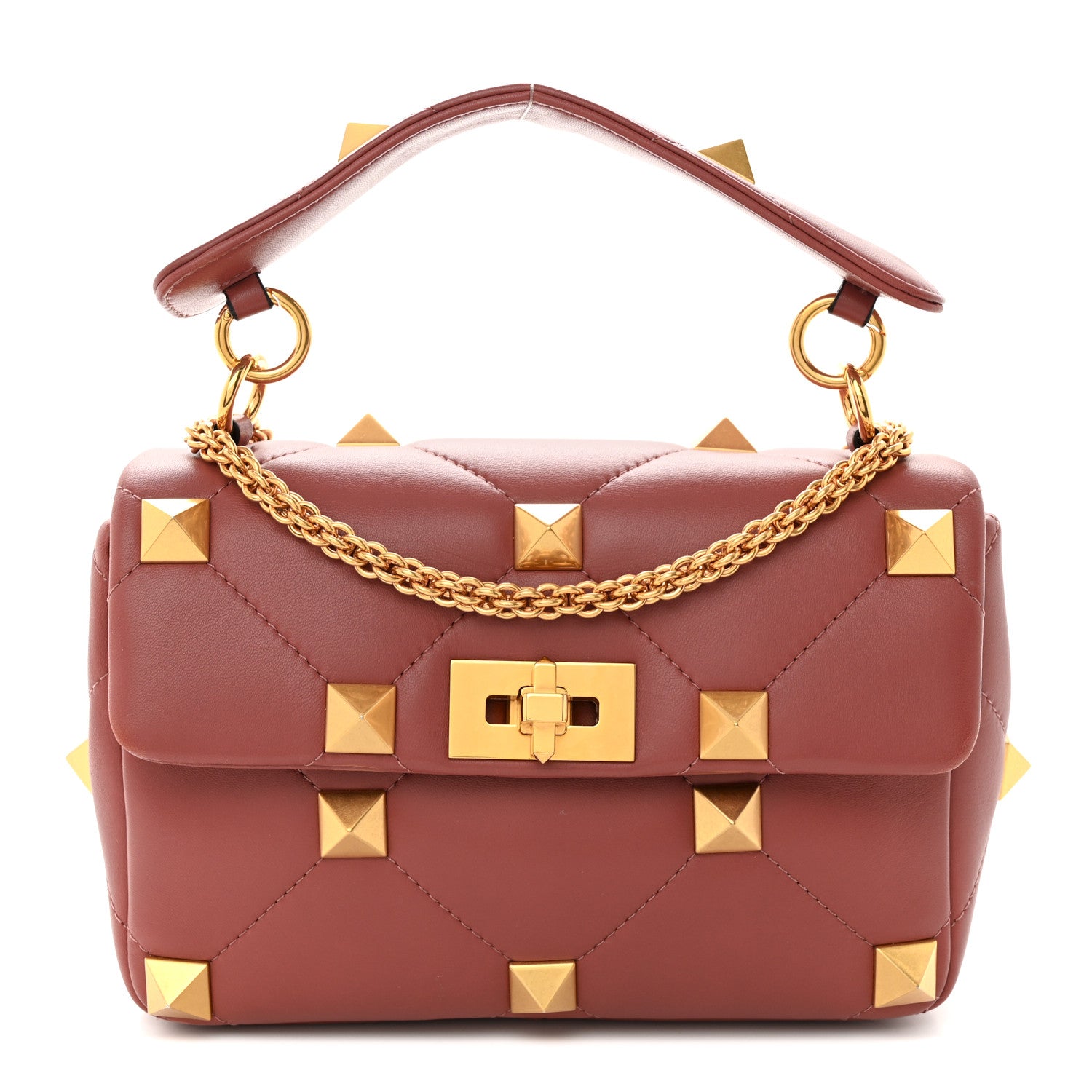 Valentino Garavani Nappa Medium Roman Stud Shoulder Bag Gingerbread 1 of 11