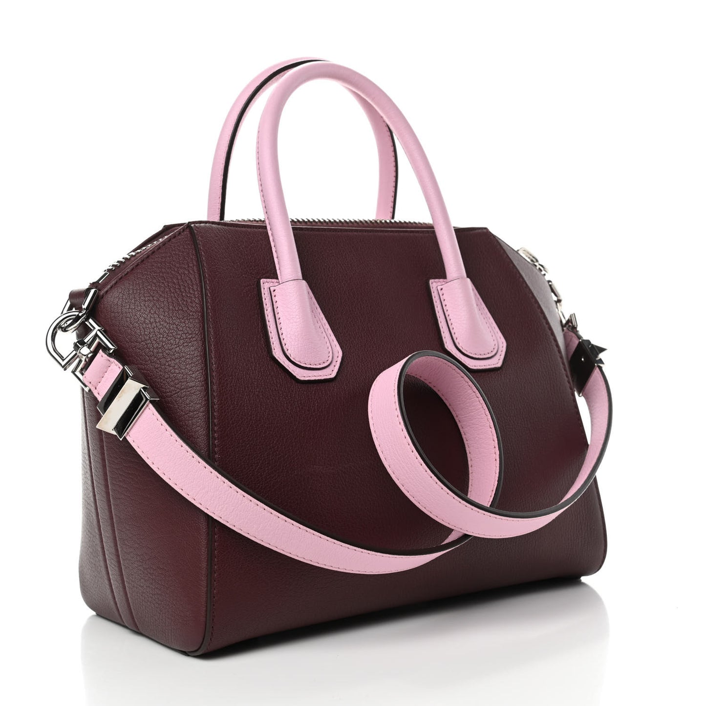 Sugar Goatskin Mini Tri-Color Antigona Burgundy Pink White