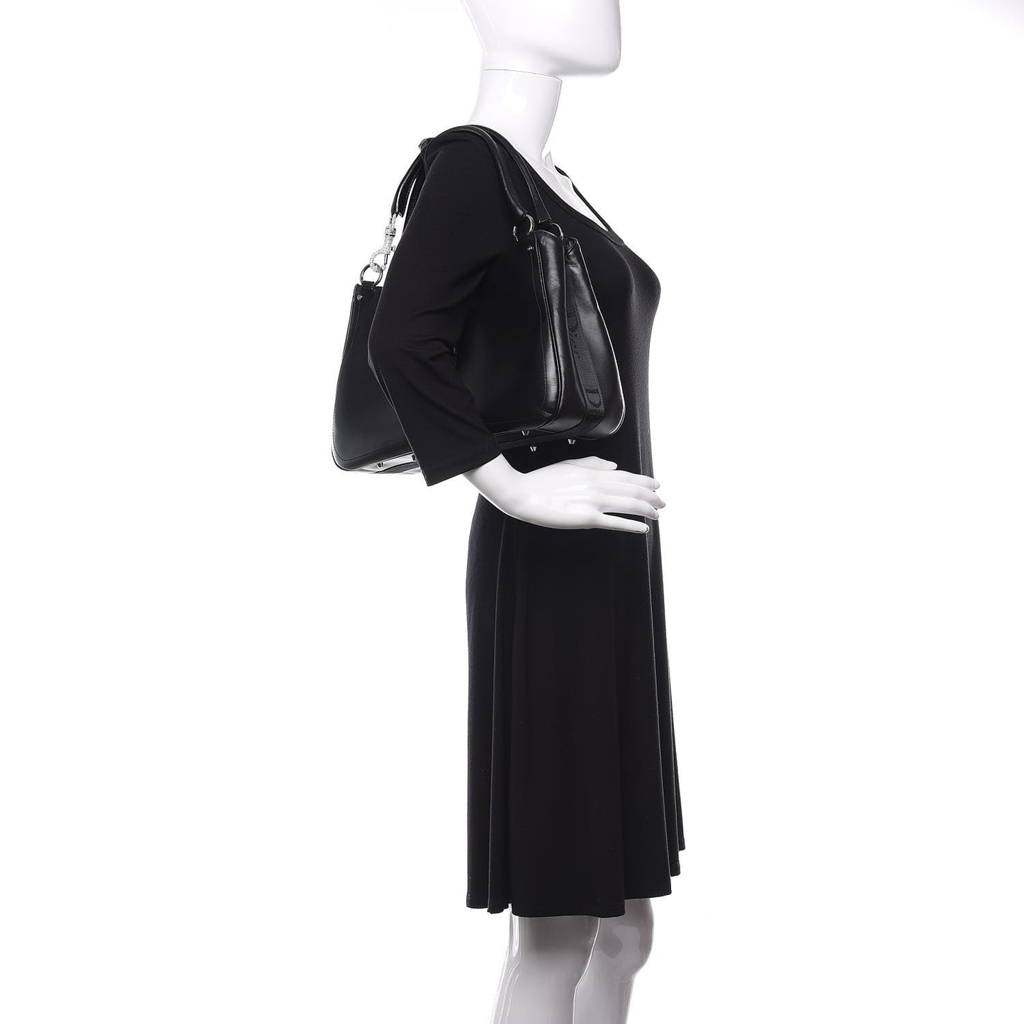Coated Canvas Crystal Hardcore Shoulder Bag Black