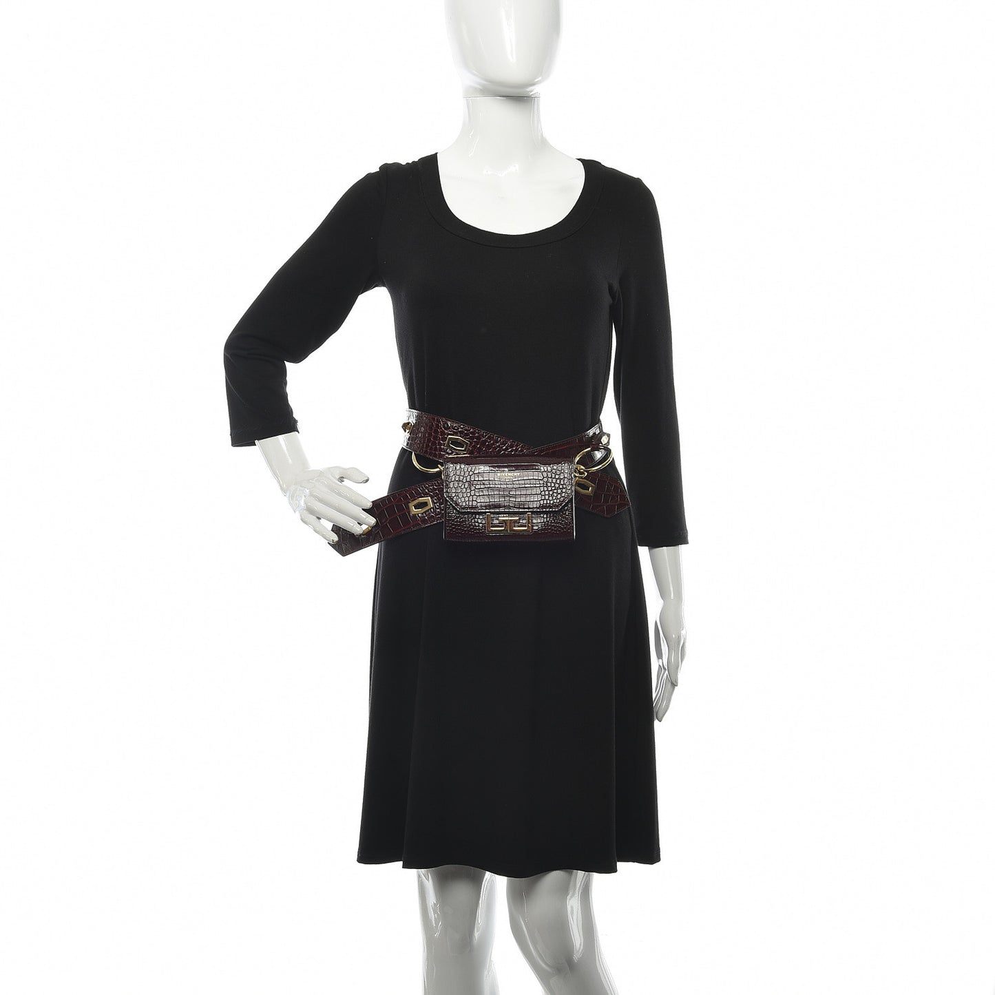 Calfskin Crocodile Embossed Eden Belt Bag Eggplant