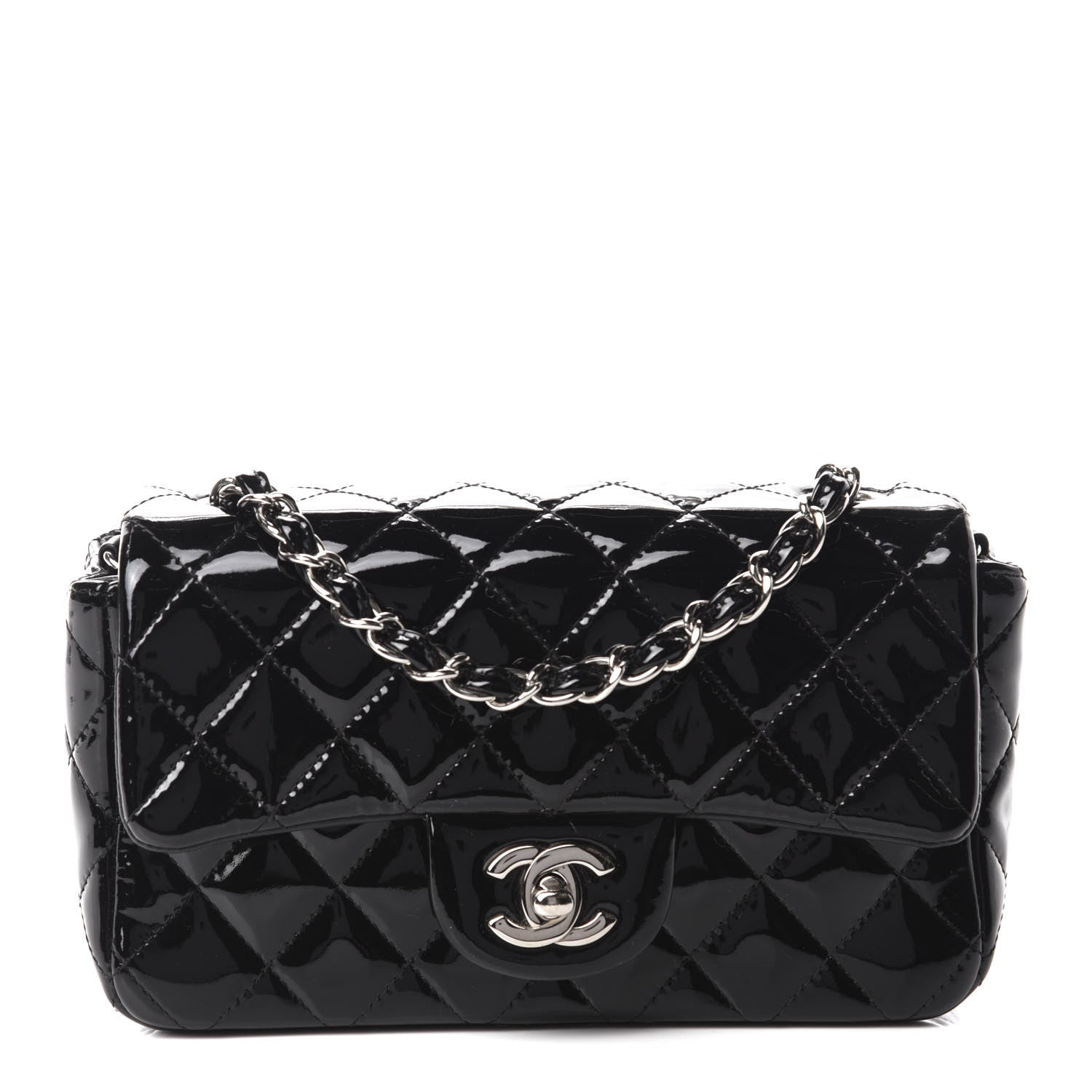 Chanel Patent Calfskin Quilted Mini Rectangular Flap Black 1 of 10