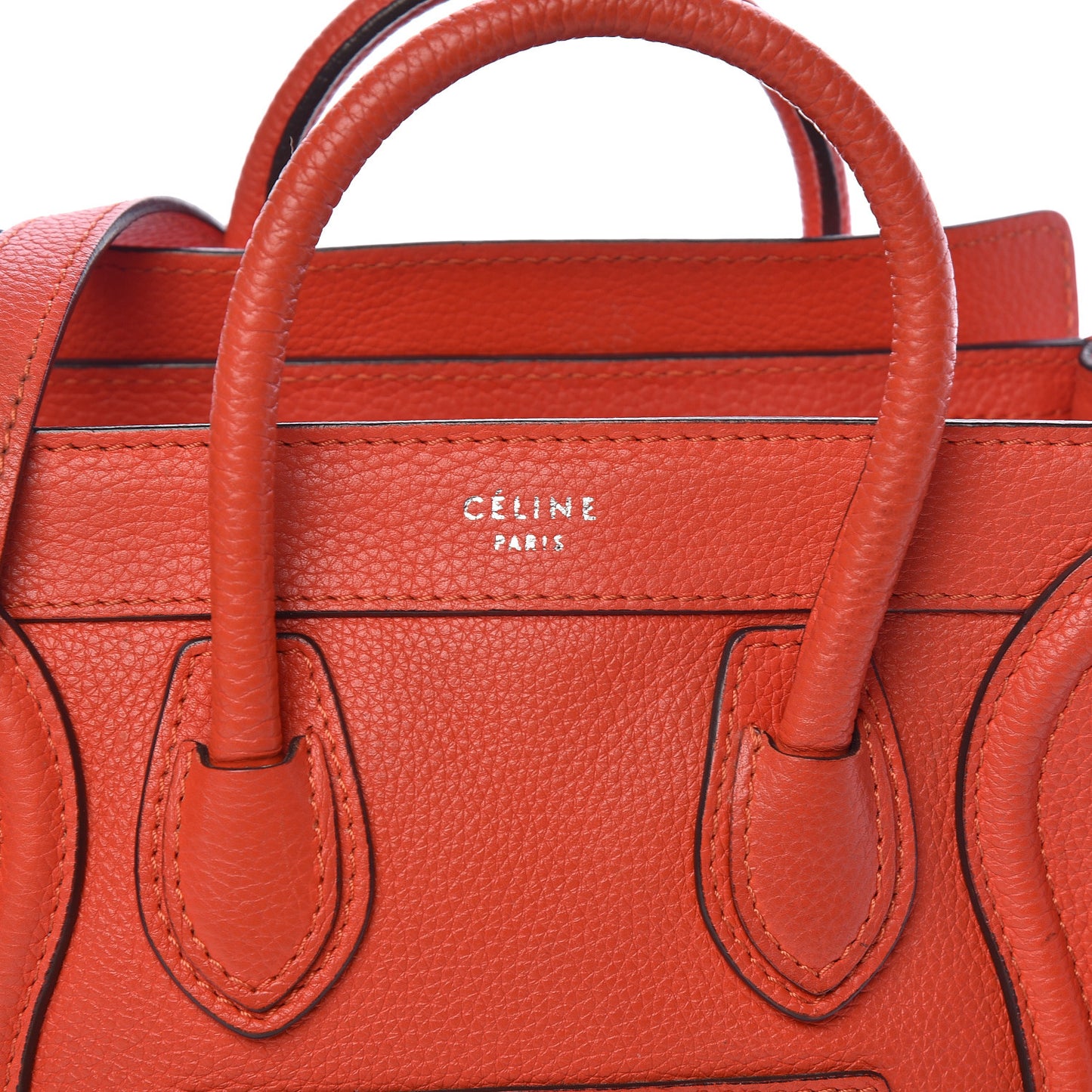 Drummed Calfskin Nano Luggage Vermillion