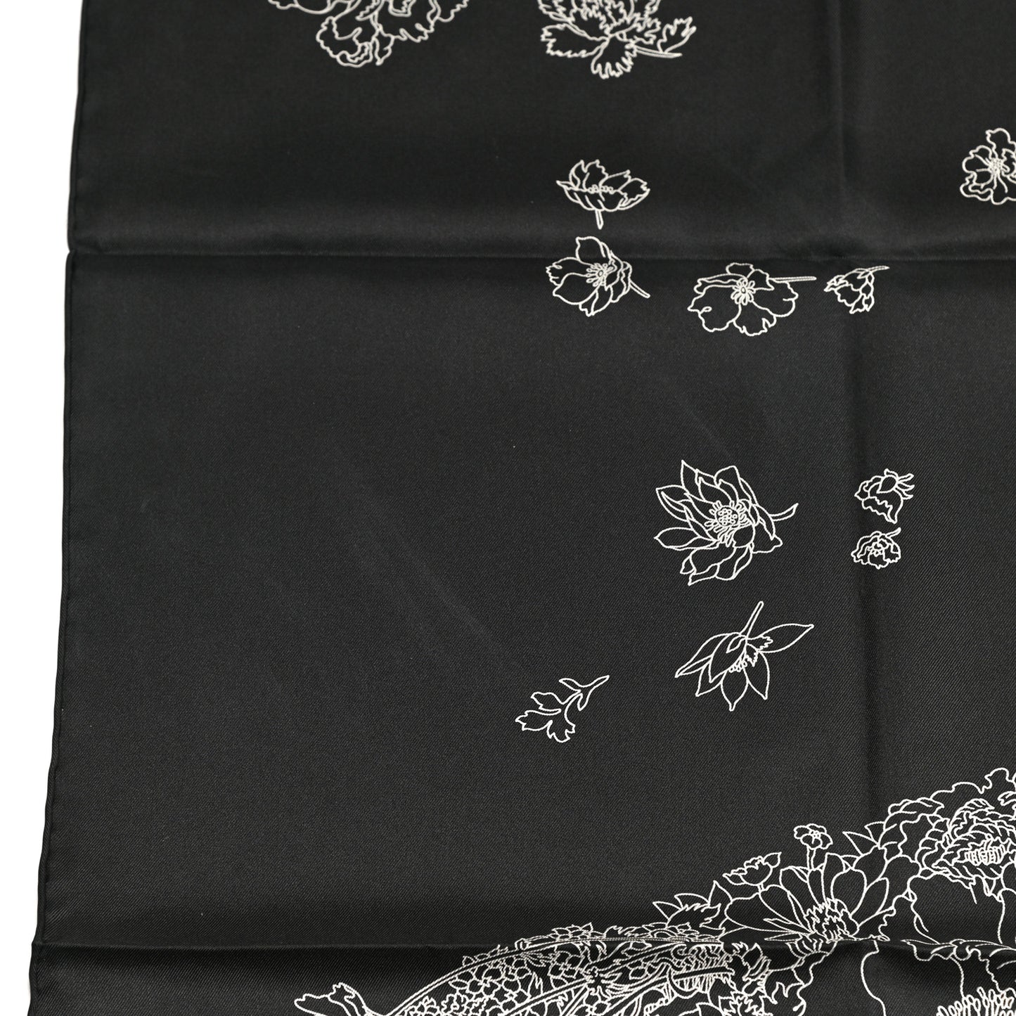 Silk Robe Legere Scarf 90 Black White