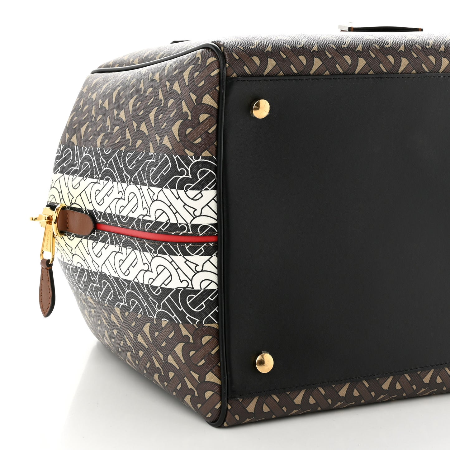 E-canvas Monogram Stripe Medium Cube Bowling Bag Bridle Brown