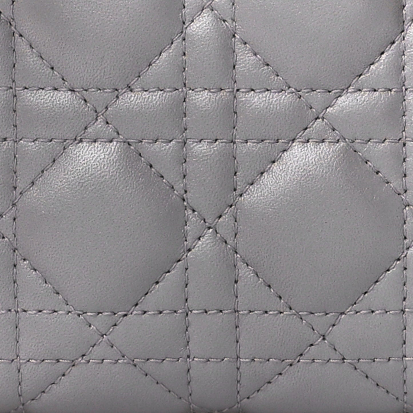 Metallic Lambskin Cannage Mini Lady Dior Grey