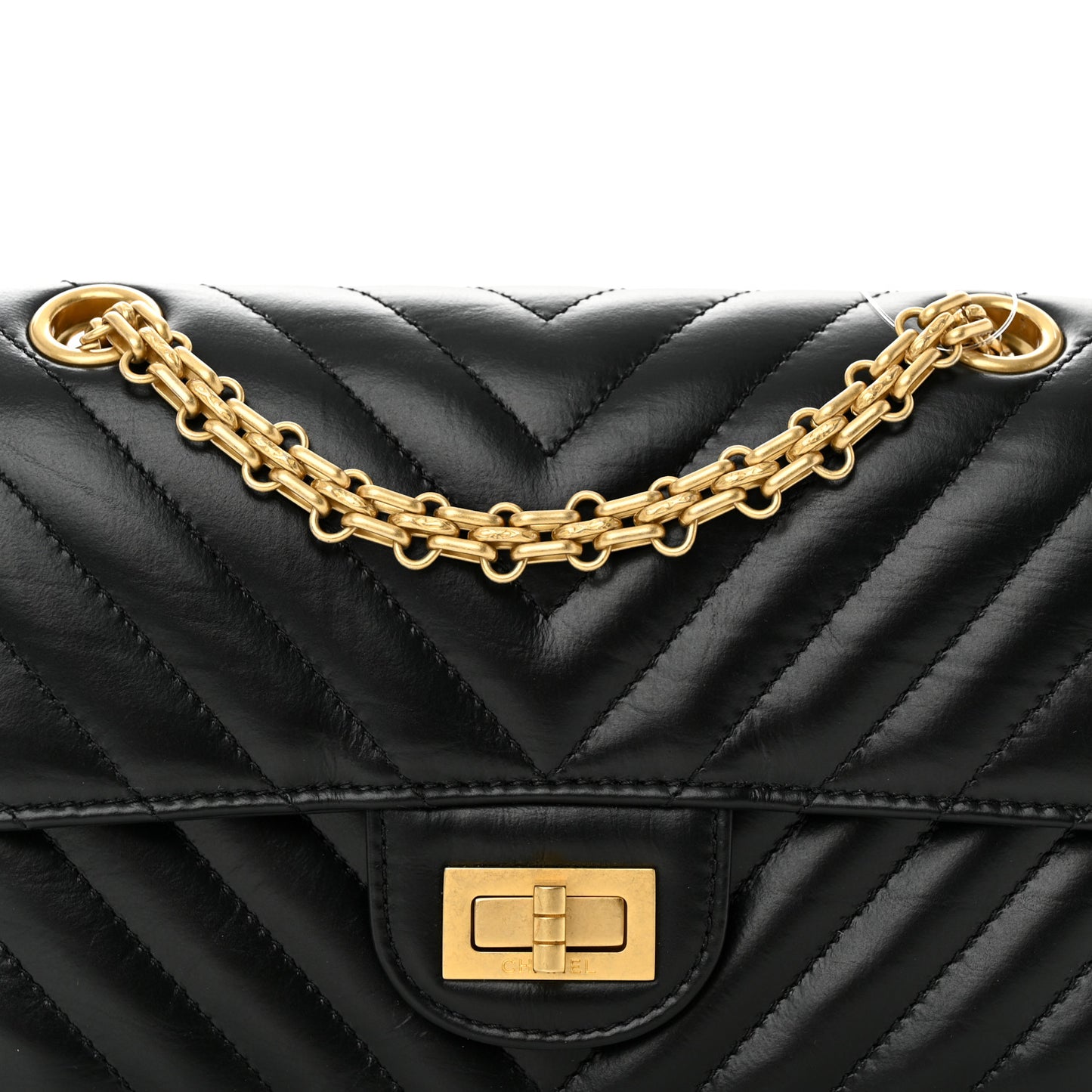 Aged Calfskin Chevron Quilted 2.55 Reissue Mini Flap Black