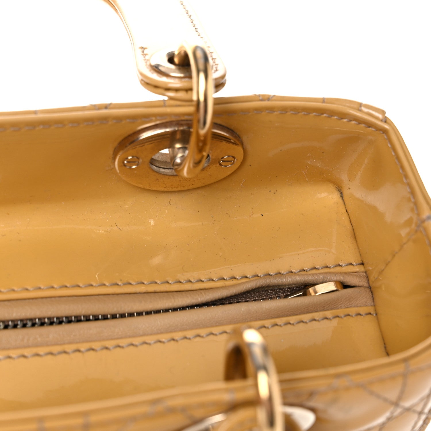 Christian Dior Patent Cannage Medium Lady Dior Beige 10 of 18