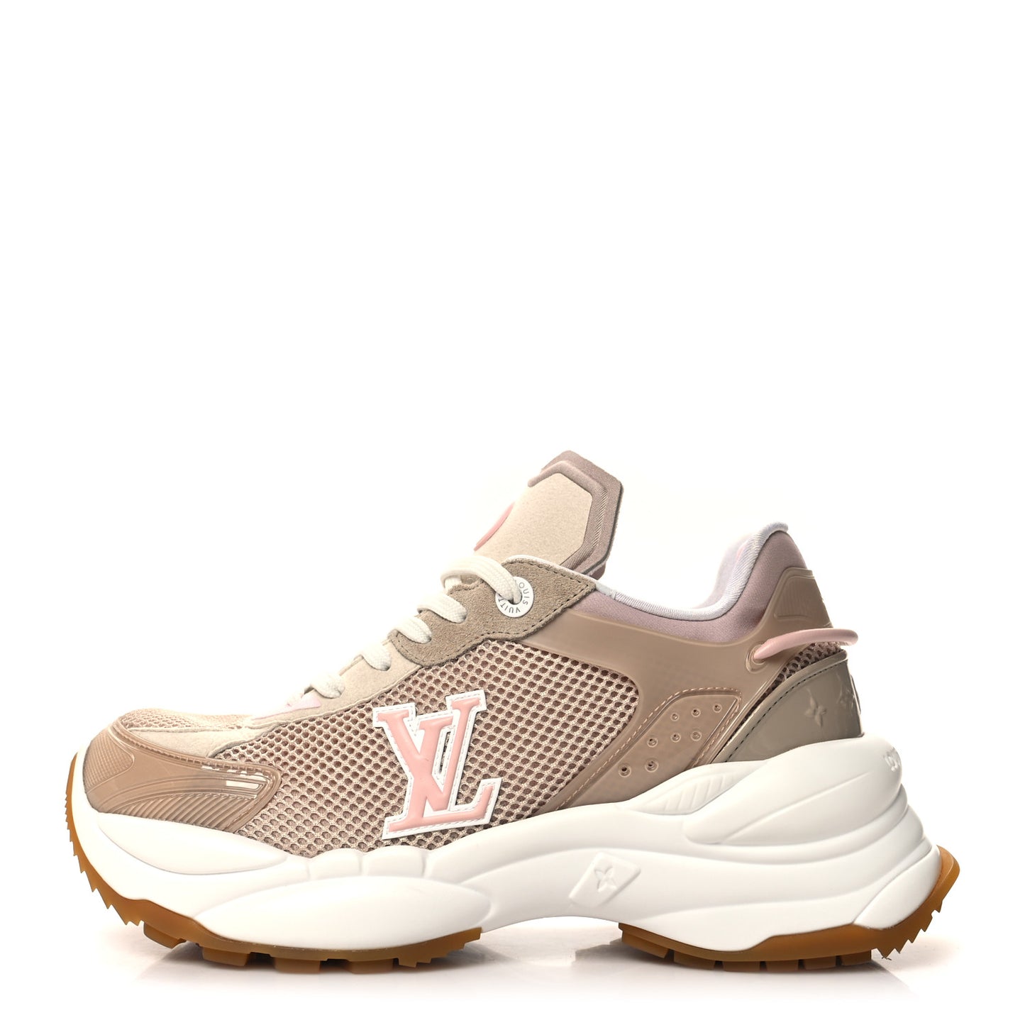Patent Calfskin Technical Mesh Monogram Run 55 Sneakers 39 Beige Pink White