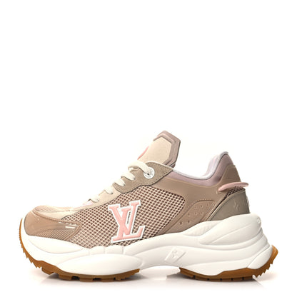 Louis Vuitton Patent Calfskin Technical Mesh Monogram Run 55 Sneakers 39 Beige Pink White 1 of 7