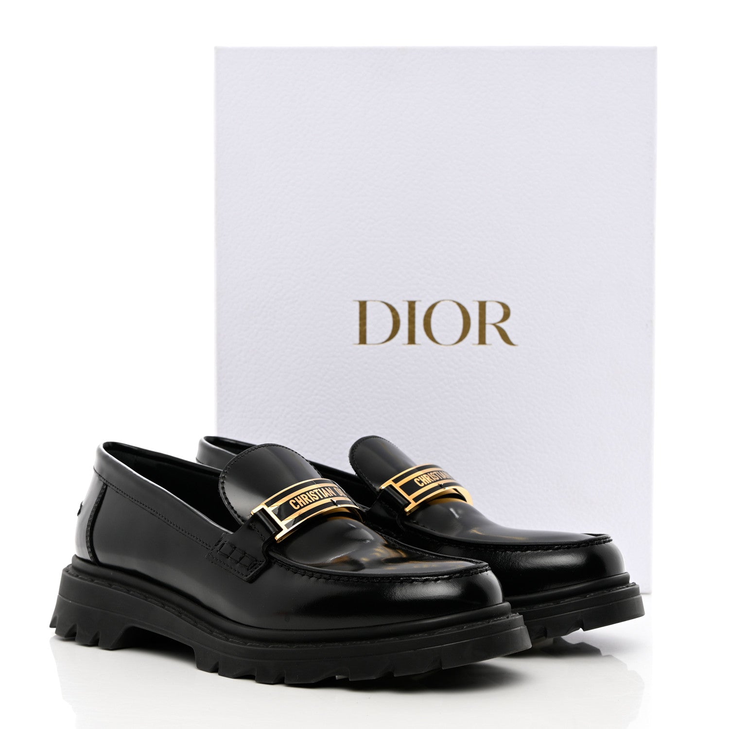 Christian Dior Brushed Calfskin Dior Code Lug Sole 15mm Loafers 37 Black 14 of 14