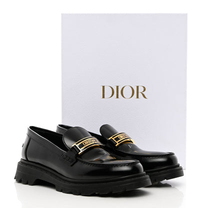 Christian Dior Brushed Calfskin Dior Code Lug Sole 15mm Loafers 37 Black 14 of 14
