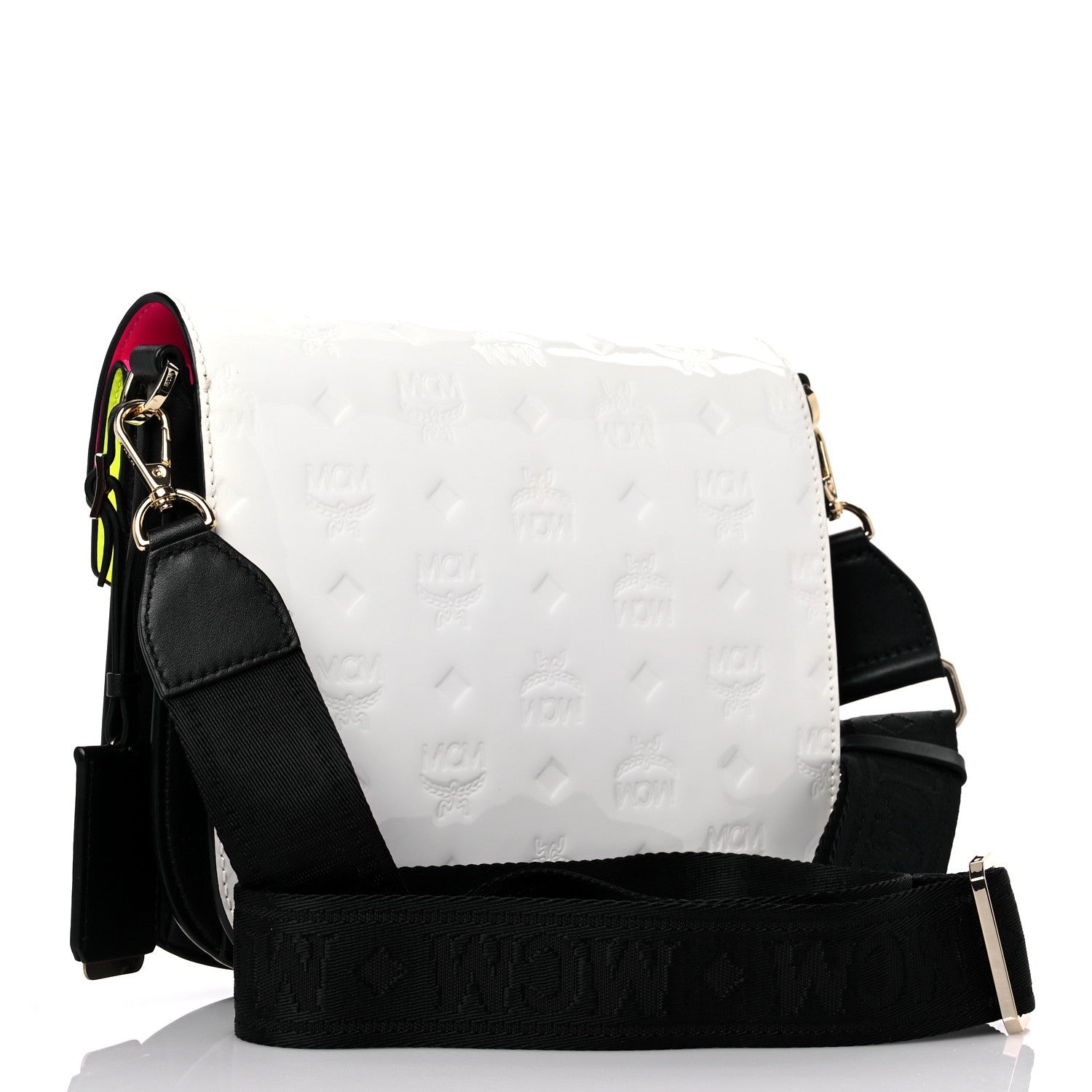 MCM Patent Small Tracy Shoulder Bag Bright White 3 of 8