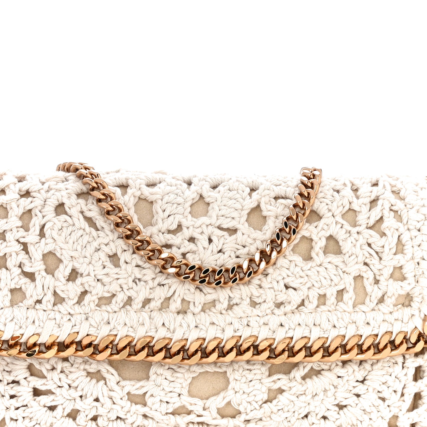 Cotton Crochet Falabella Crossbody Bag White