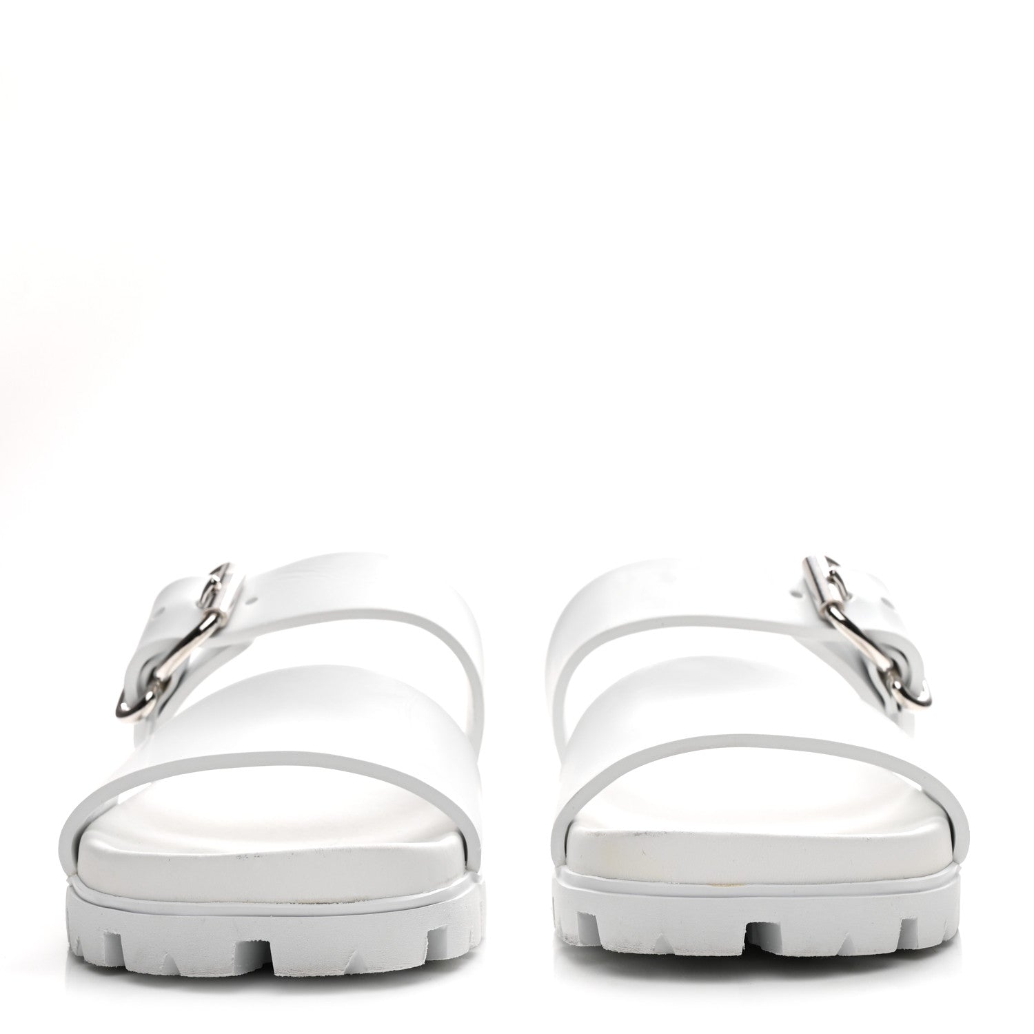 Prada EVA Rubber Double Strap 20mm Fussbett Sandals 40 White 3 of 9