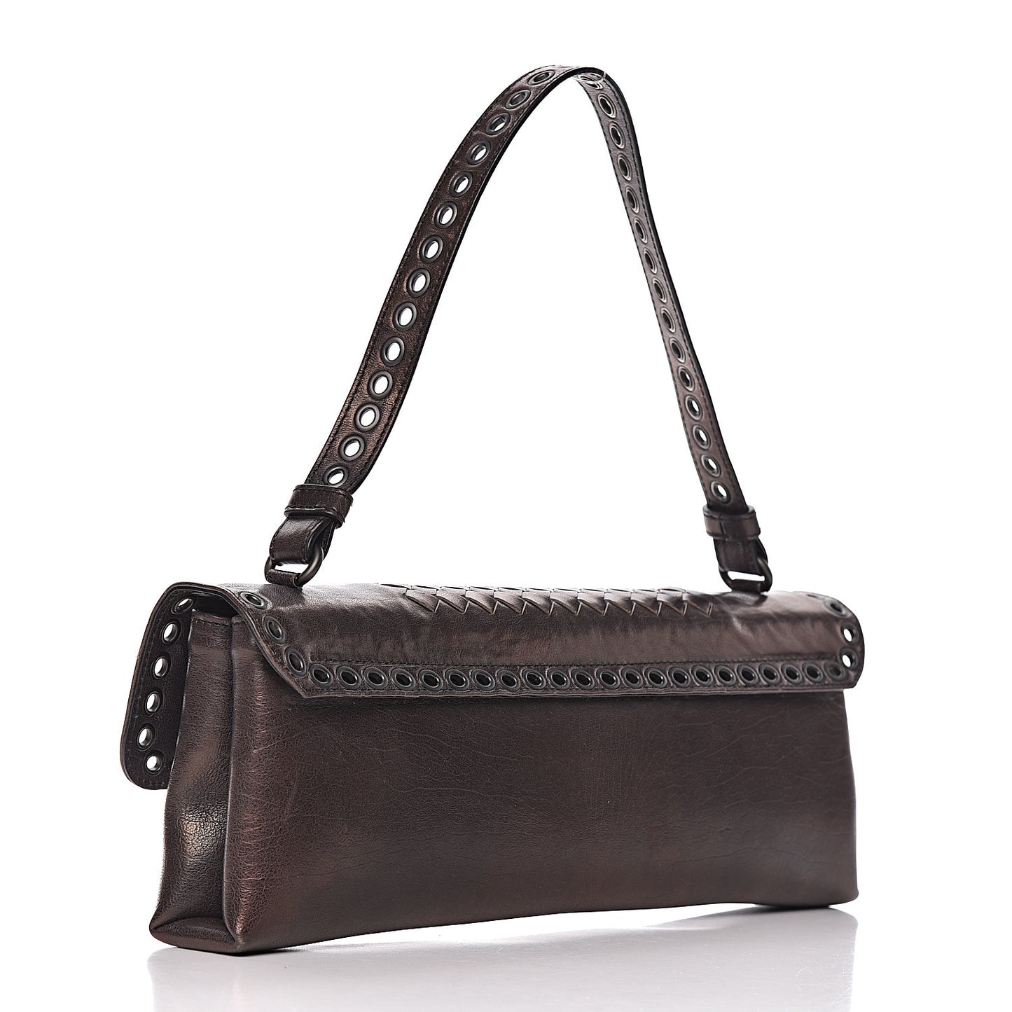 Metallic Nappa Intrecciato Eyelets Flap Shoulder Bag Matita