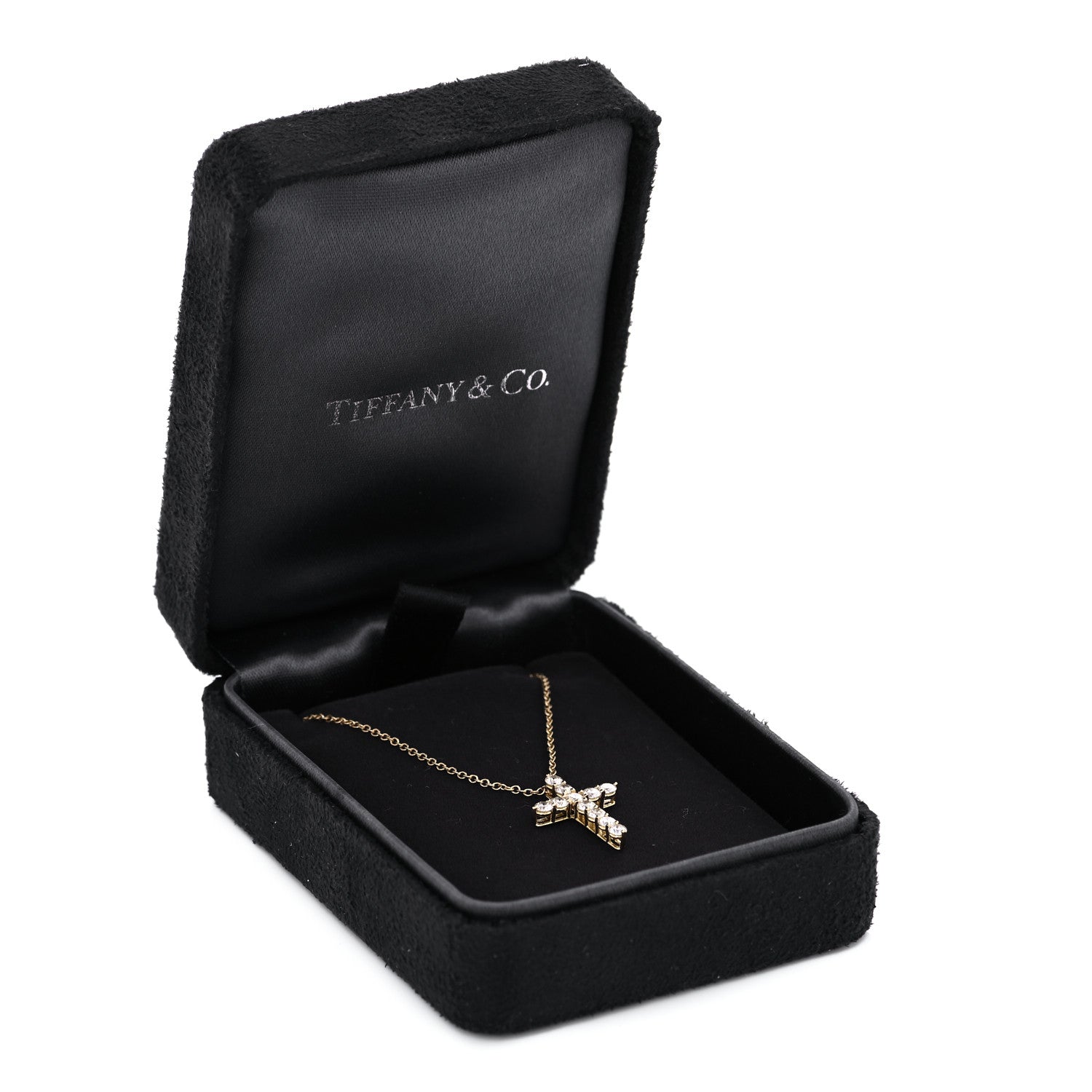 Tiffany 18K Yellow Gold Diamond Small Cross Pendant Necklace 6 of 6