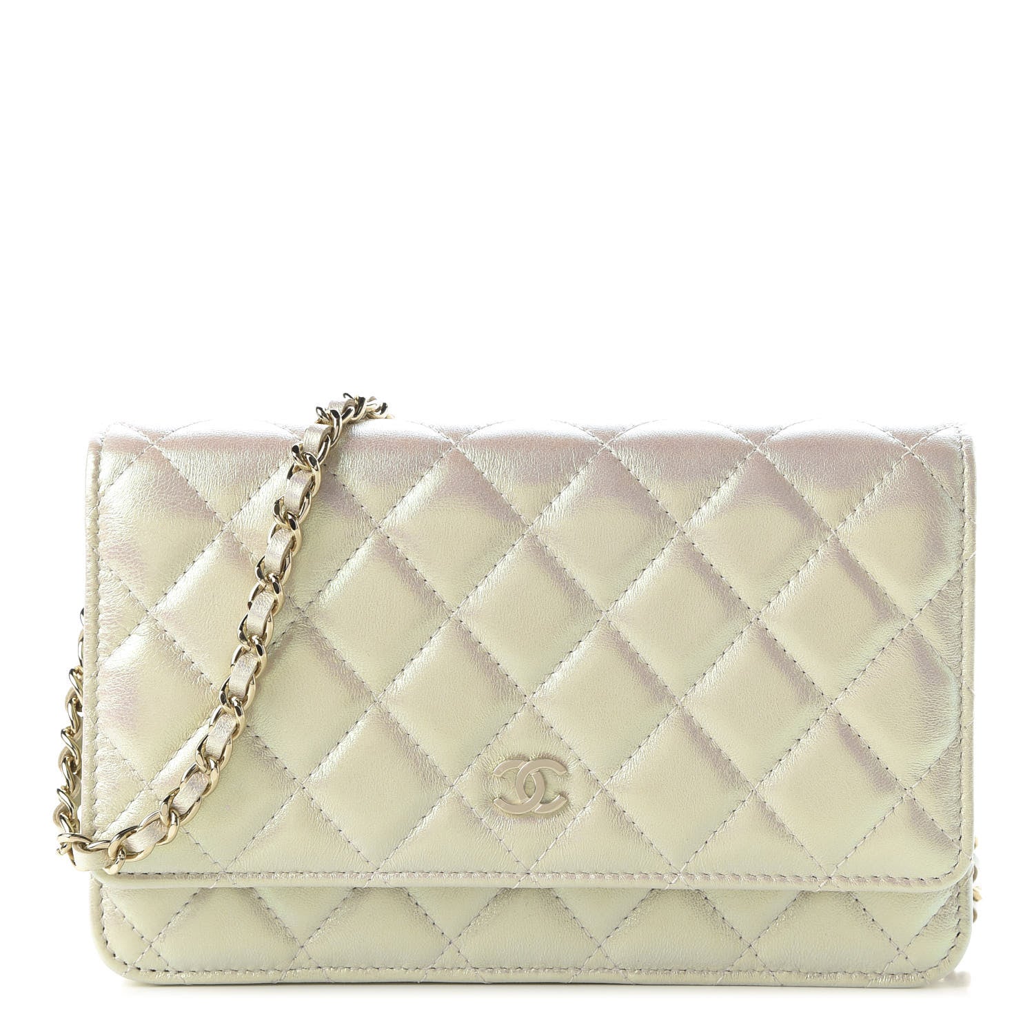 Chanel Iridescent Lambskin Quilted Wallet On Chain WOC Ivory 1 of 12