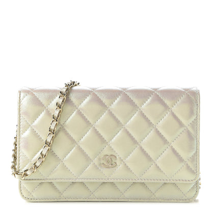 Chanel Iridescent Lambskin Quilted Wallet On Chain WOC Ivory 1 of 12