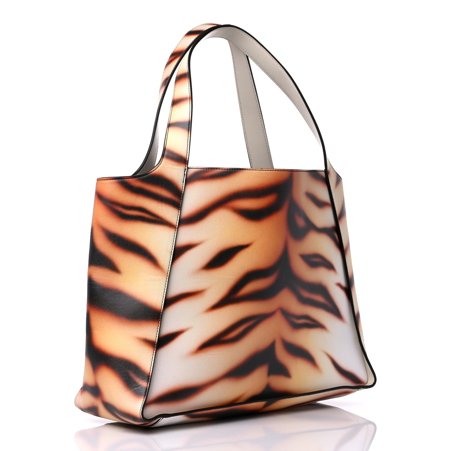 Eco Alter Tiger Print Perforated Logo Tote Bag Brown Ivory