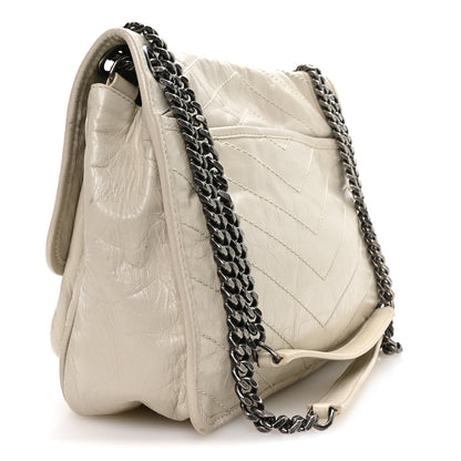 Saint Laurent Crinkled Calfskin Matelasse Monogram Medium Niki Chain Satchel Crema Soft 2 of 9