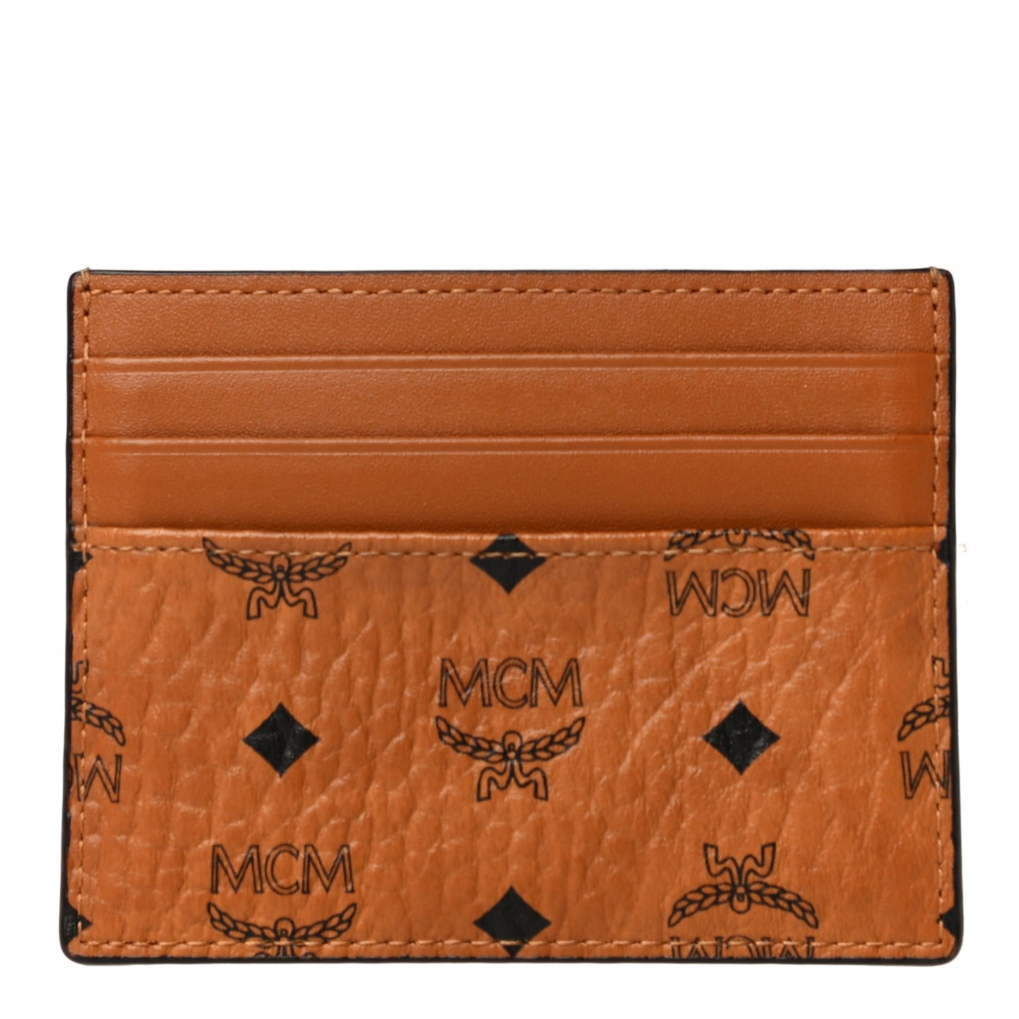 Calfskin Visetos Card Holder Money Clip Cognac