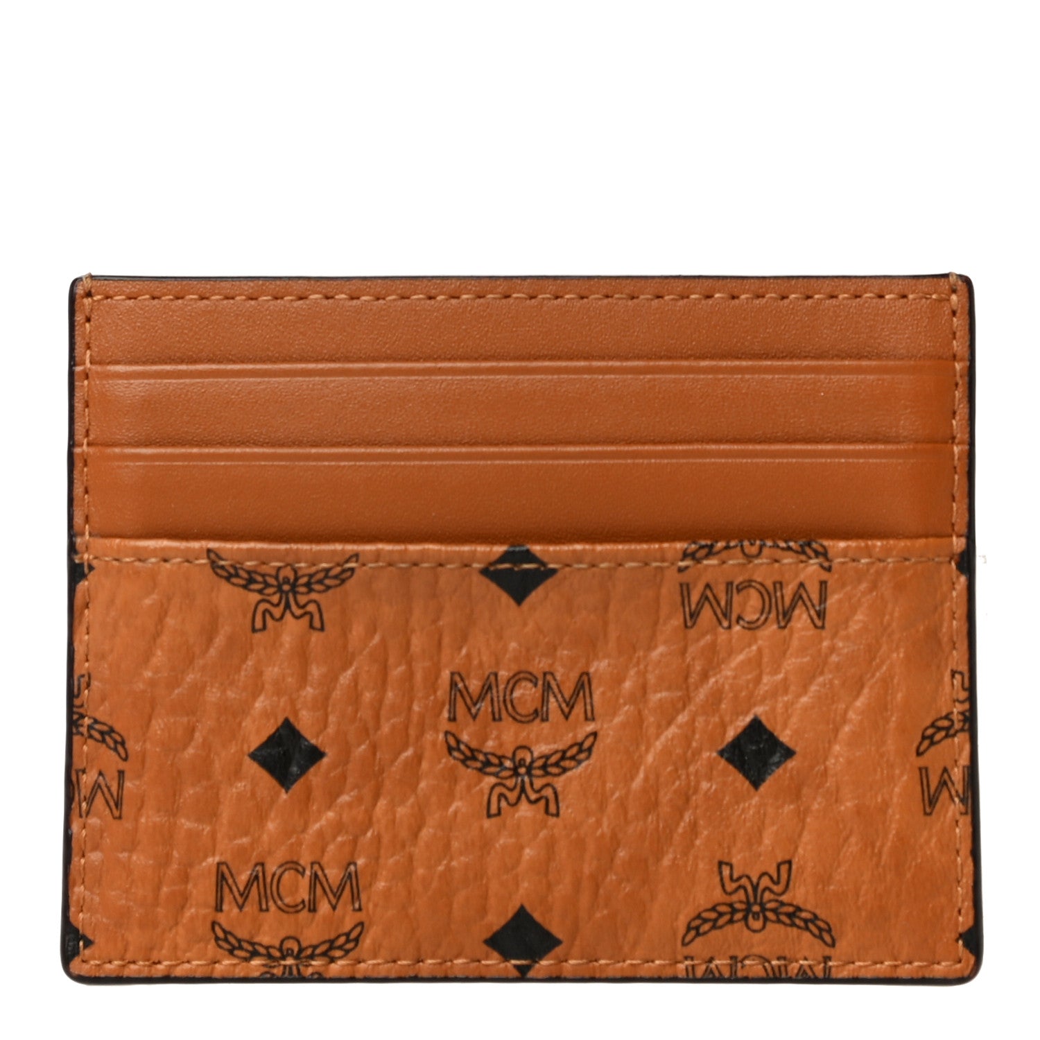 MCM Calfskin Visetos Card Holder Money Clip Cognac 1 of 8