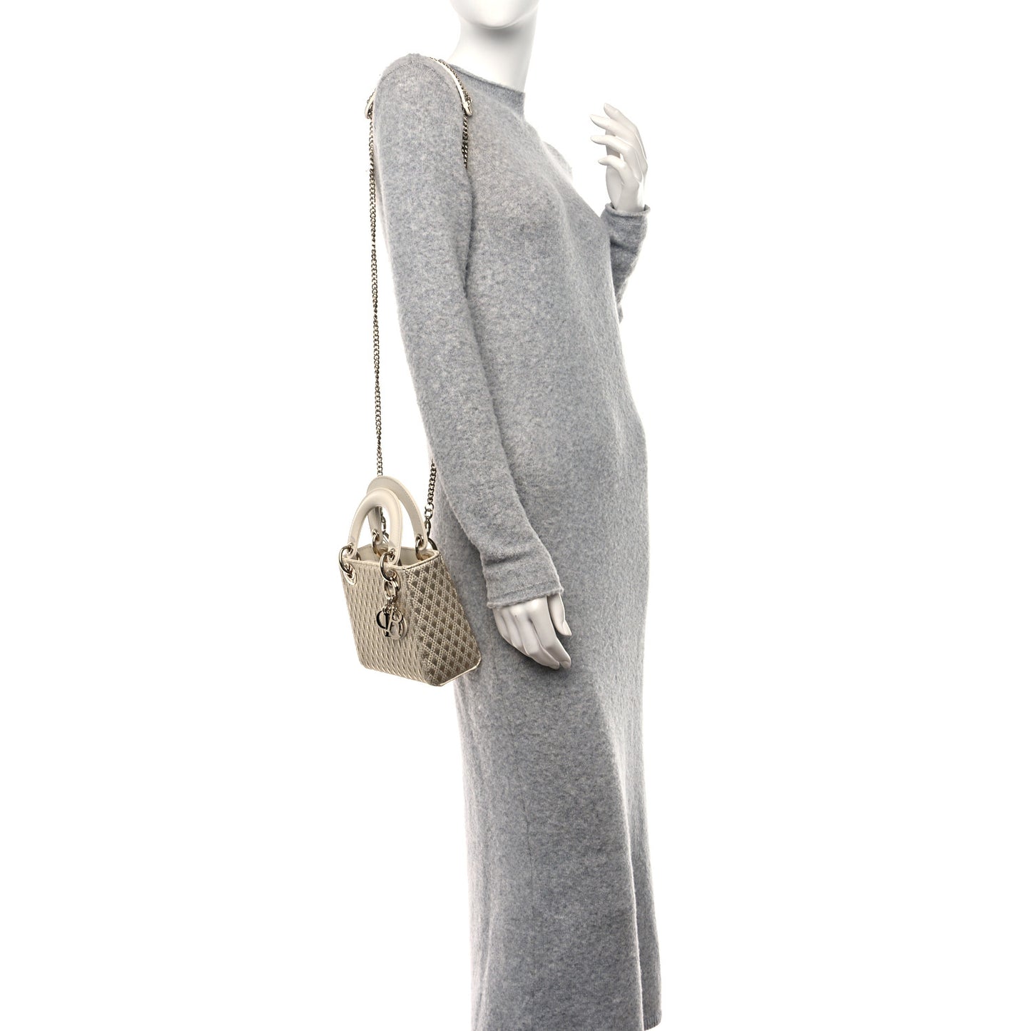 Metallic Jacquard Diamond Quilted Mini Lady Dior Gold