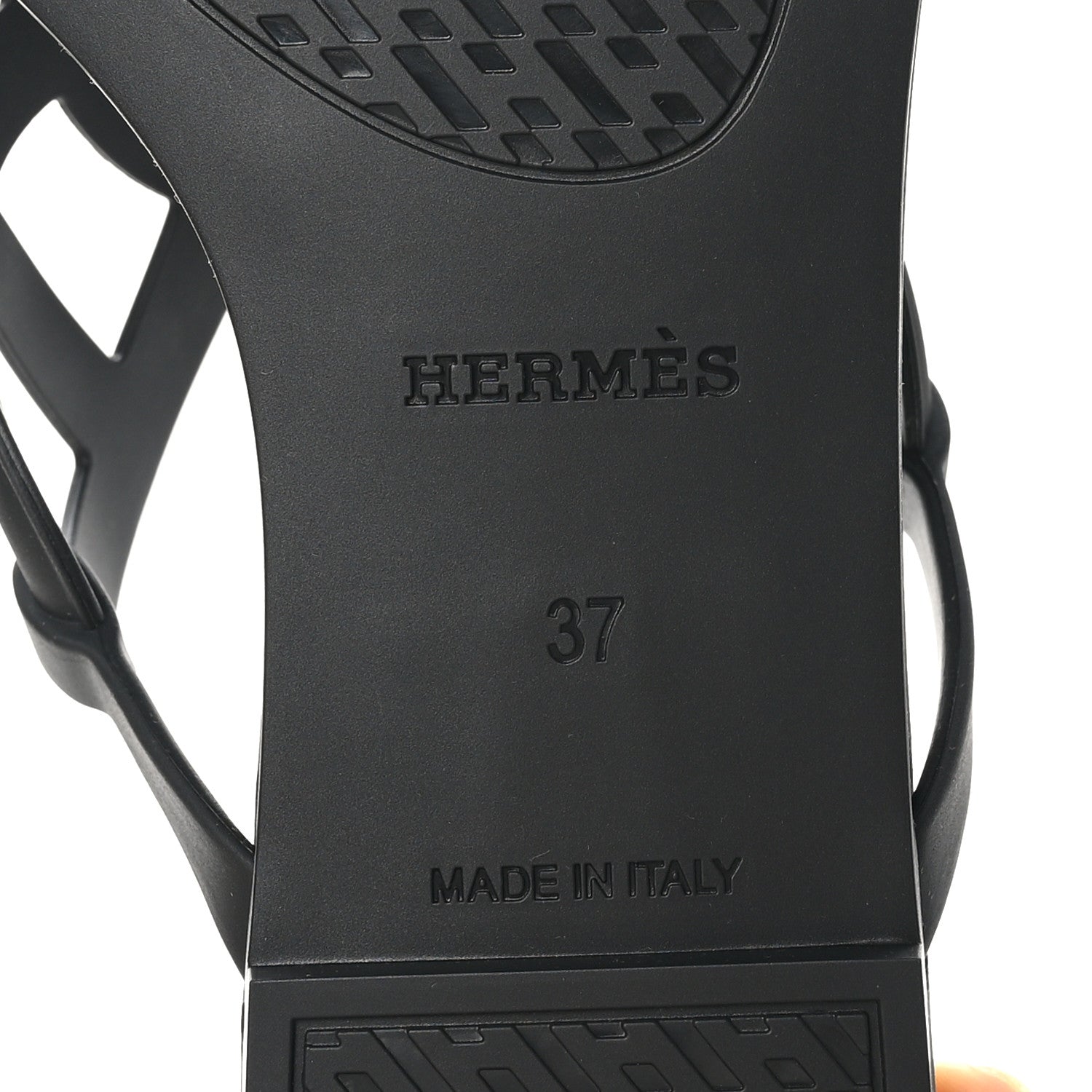 Hermes Rubber Womens Egerie Sandals 37 Black 9 of 10