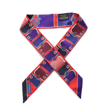 Hermes Silk Camails Twilly Scarf Rouge Violet Marine 1 of 5