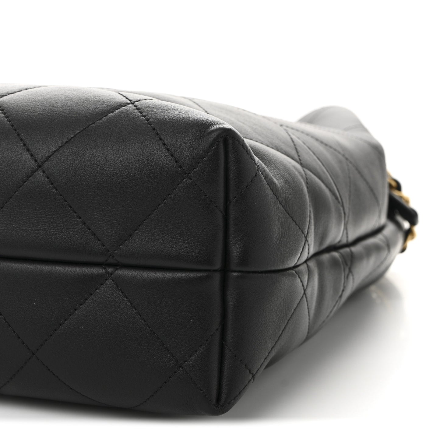 Calfskin Stitched Hobo Black