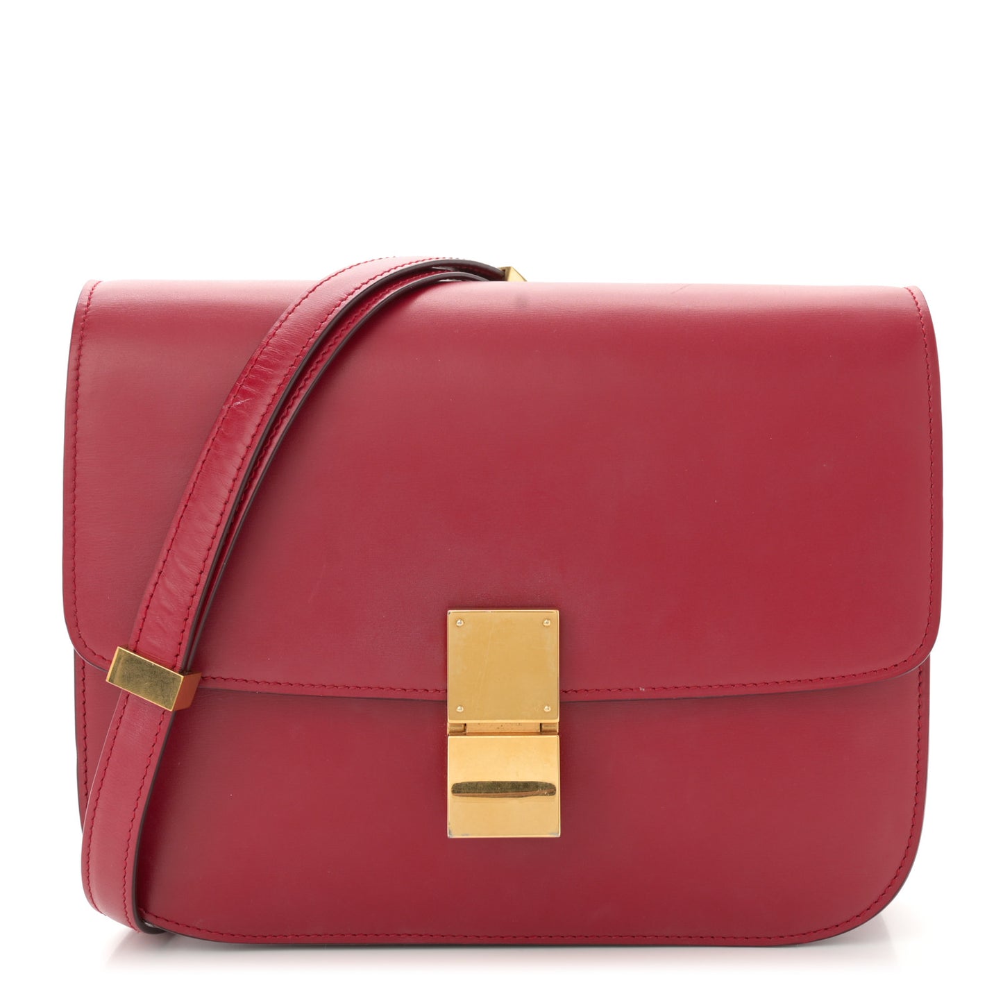 Box Calfskin Medium Classic Box Flap Bag Red
