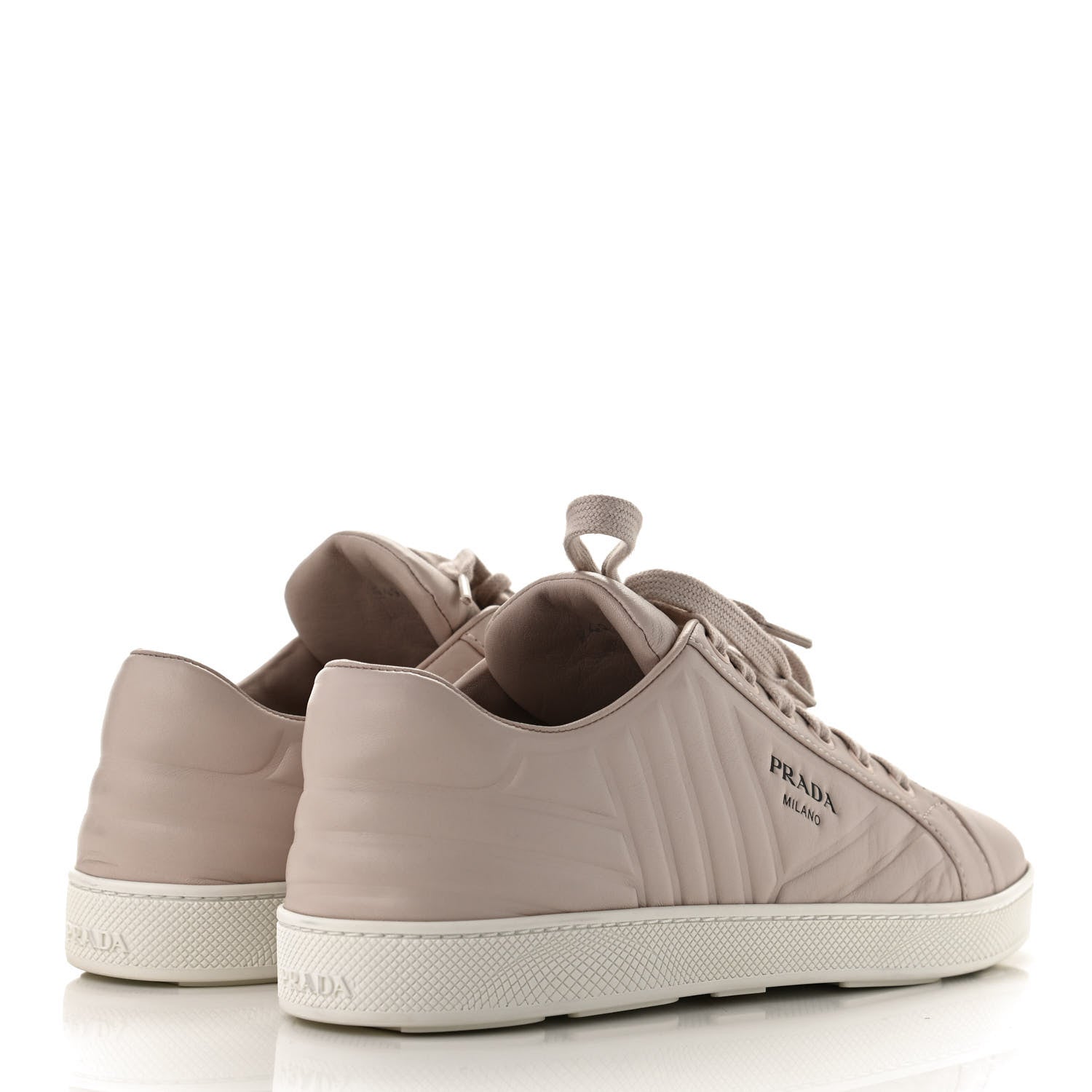 Prada Nappa Logo Embossed Womens Low Top Sneakers 39.5 Opale 4 of 12