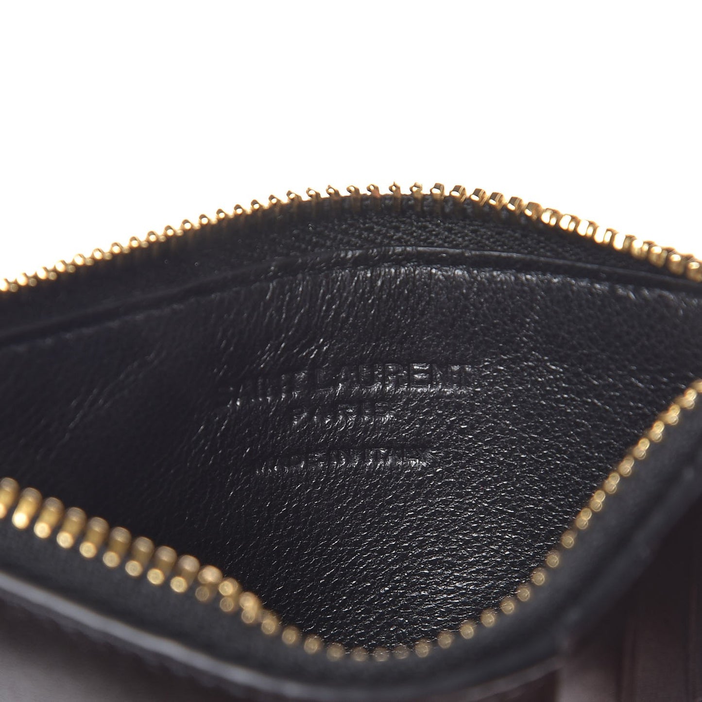 Calfskin 5 Fragments Zip Pouch Card Holder Black