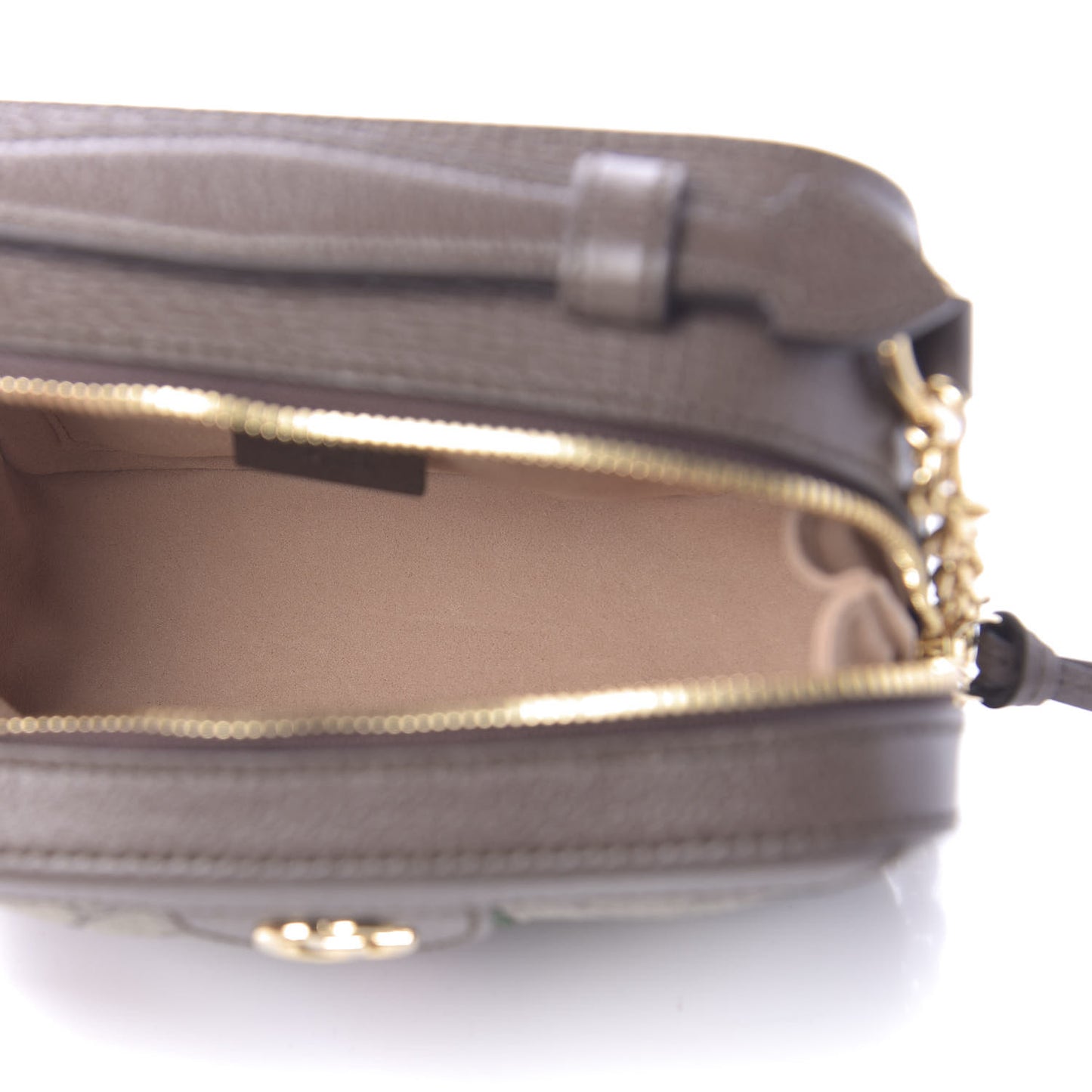 GG Supreme Monogram Mini Ophidia Top Handle Shoulder Bag Brown