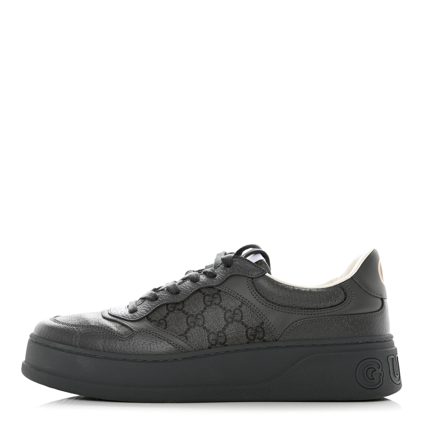 Textured Dollar Calfskin GG Supreme Monogram Mens Chunky Sneakers 9 Graphite Grey Black Grey