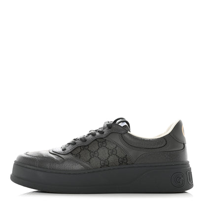 Gucci Textured Dollar Calfskin GG Supreme Monogram Mens Chunky Sneakers 9 Graphite Grey Black Grey 1 of 16